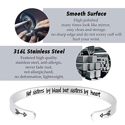 Fesciory Inspirational Bracelets for Women, Stainless Steel Cuff Bangle - color: Silver-35