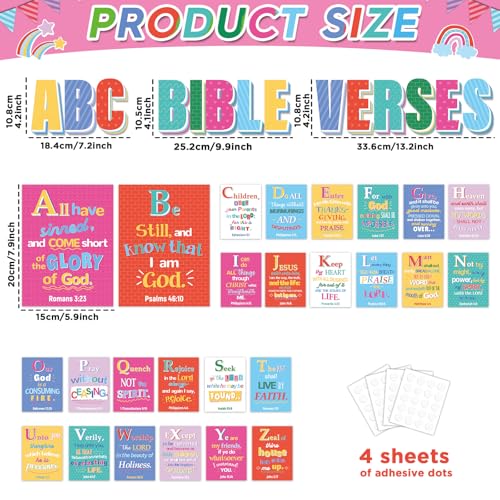 29Pcs ABC Bible Verse Poster Christian Scripture Bulletin Board Sunday School Classroom Decorations Religious Inspirational Quotes Poster for Back to School Church VBS Classroom Home Wall Decor
