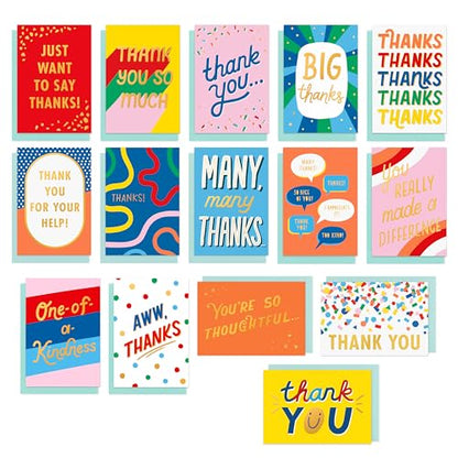 American Greetings 17-Count Thank You Card Pack, Colorful Mixed Designs