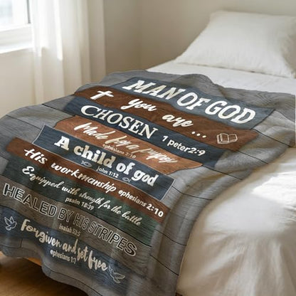 Christian Gifts for Men Blanket 60"x50", Religious Spiritual Gifts for Him - color: Christian Gifts for Men