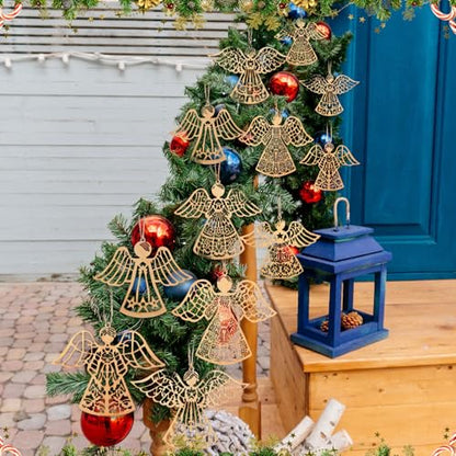 Halloscume 36 Pcs Christmas Wooden Angel Ornaments, Vintage,Classic Style - style: Classic