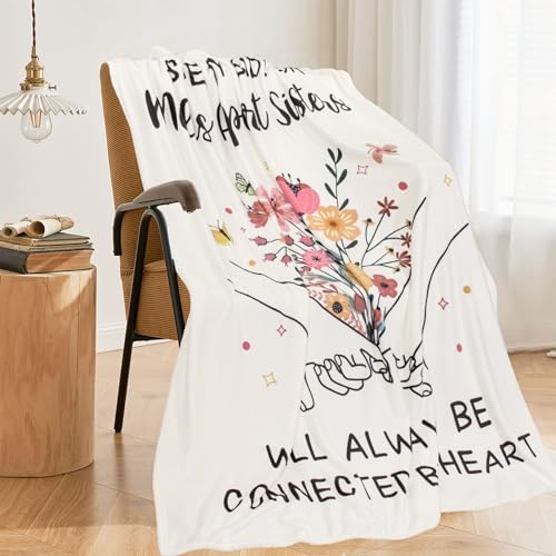 Sister Gifts Blanket 60" X 50", Best Sister Ever Gifts for Woman - color: Flowersisters