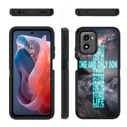 for Moto G Power 5G 2024 Case, Military Grade Heavy Duty 3-Layer Shockproof Full-Body Protective Cover for Motorola Moto G Power 5G 2024, Christian Cross Bible Verse Quote John 3:16 - color: Christian Cross Bible Verse Quote John 3:16