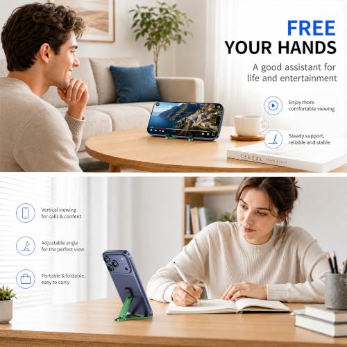Portable Foldable Pocket Phone Stand with Keychain for Desk Travel(Green) - color: Green