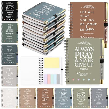 Kosiz 10 Set / 20 Pcs Christian Notebook & Pen Bible Verse, Boho - color: Boho