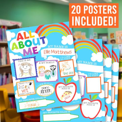 20 All About Me Posters Elementary Classroom Decor, Star Student Poster - color: Blue