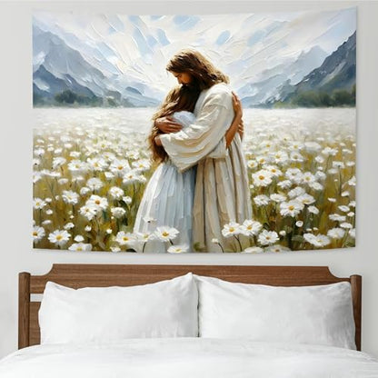 KAIOUS Christian Jesus Wall Hanging Tapestry for Women, 50x58 - color: His Love, size: 58"L x 50"W