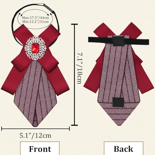 Womens Bow Tie Adjustable Rhinestone Bowtie for Women Ladies Girls Pre-tied Womens Tie for Shirt Suit Uniform - color: Red-strap-style 3