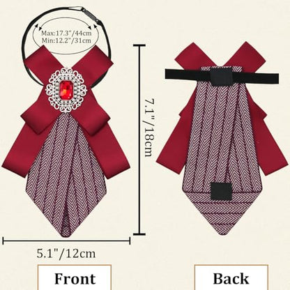 Womens Bow Tie Adjustable Rhinestone Bowtie for Women Ladies Girls Pre-tied Womens Tie for Shirt Suit Uniform - color: Red-strap-style 3