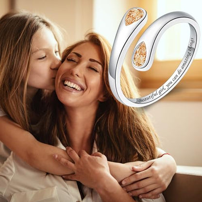 Jinlou Thumb Rings for Women - 925 Sterling Silver Birthstone Open Teardrop Encouragement Adjustable Ring Women Gifts for Teens Mom Birthday Mother's Day St Patricks Day - color: November, style: Beautiful you can do amazing things