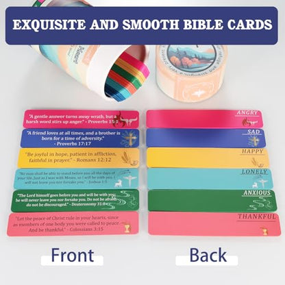 Bible Verse Jar for Women - 60 Scripture Bright Color Cards for 6 Emotions