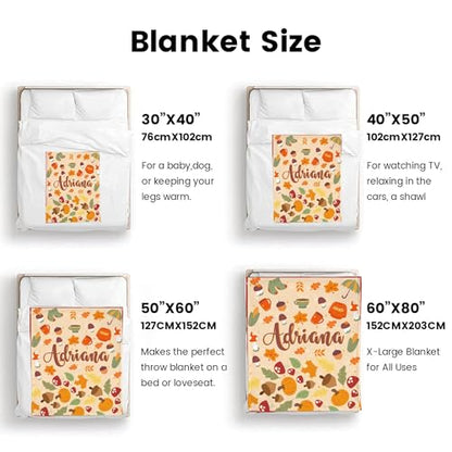 Custom Fall Blanket with Name Autumn Soft Cozy Harvest Blanket for Boys Girls Kids Adults Personalized Cute Warm Blankets Halloween Christmas Birthday Gifts - color: Autumu-03