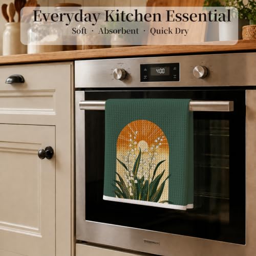 Boho Lily of the Valley Floral Kitchen Hand Towels 16x24 Inch - color: Lily of the Valley