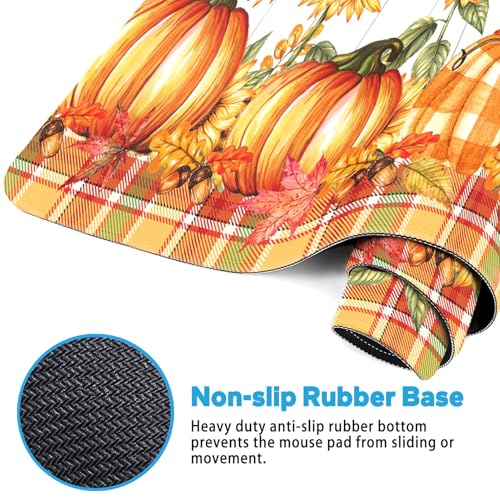 Britimes Large Mouse Pad, Mouse Pad, 31.5 x 15.7 Inch, Fall Pumpkin Orange - color: Orange Pumpkin Buffalo Plaid