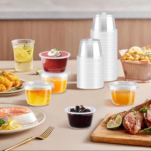360 Pack 4 oz Condiment Containers with Lids, Disposable Sauce Cups - size: 4oz-360p