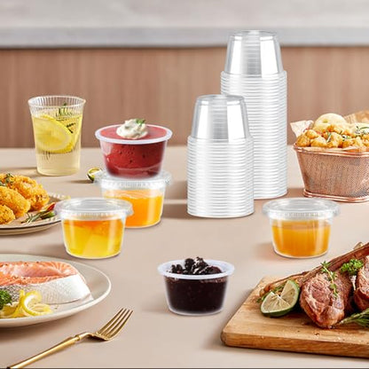 360 Pack 4 oz Condiment Containers with Lids, Disposable Sauce Cups - size: 4oz-360p