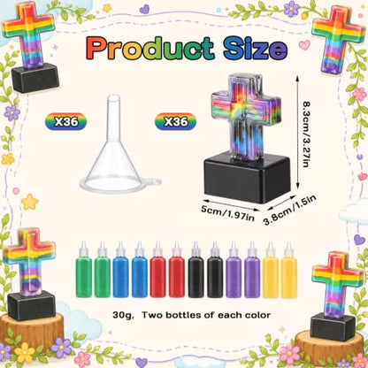 Teyva 90 Pcs Sand Art Cross Craft Kit, 24 Bottles 12 Sand 24 Funnels