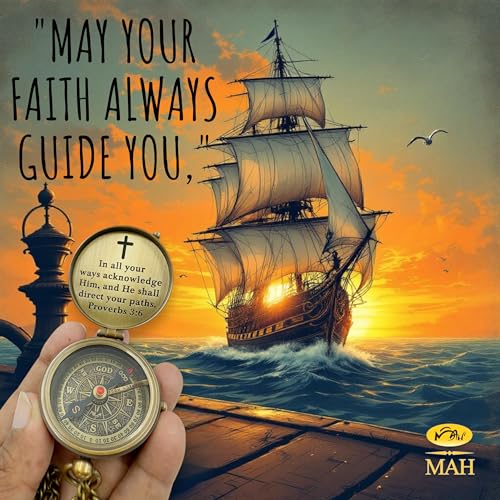Handmade Religious Brass Compass Gift with Engraved & Embossed Faith Messages – Inspirational Christian Religious Gift Keepsake for Baptism, Confirmation, Christening, First Communion or Christmas - style: May Your Faith – Edition 1