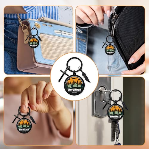 Inspirational Christian Keychains Gifts for Men - Religious Keyrings for Teenage Boys, Cross Bible Verse Baptism Key Chain