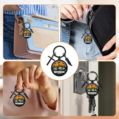 Inspirational Christian Keychains Gifts for Men - Religious Keyrings for Teenage Boys, Cross Bible Verse Baptism Key Chain