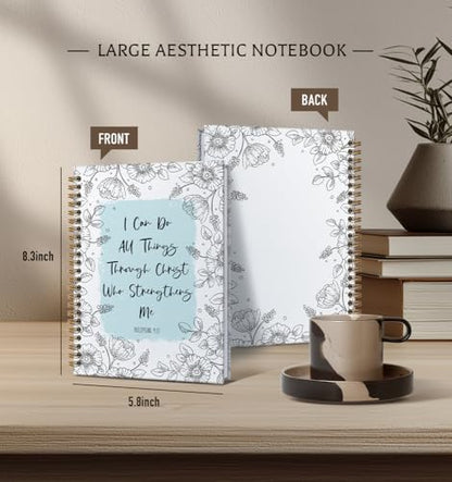Prayer Journal for Women- Christian Bible Notebooks for Women Men,Inspirational Art Gifts for Church Members,I Can Do All Things Gold Spiral Bound Hardcover Bible Journaling,5.8"x8.3" - color: Bible 4:13