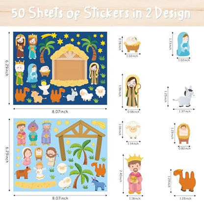 Haooryx Christmas Jesus Nativity Scene Stickers Mix and Match Paper Craft - style: 50Pcs Jesus Nativity
