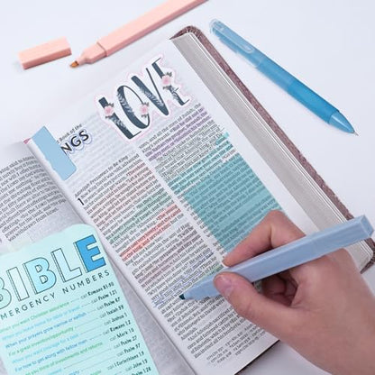 XKDOUS 50 Bible Study Supplies Journaling Kit with Journal and Case, Blue - color: Blue