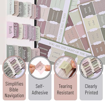 Mr. Pen- Bible Tabs, 75 Tabs, Laminated Bible Tabs for Women and Men - color: Boho 1