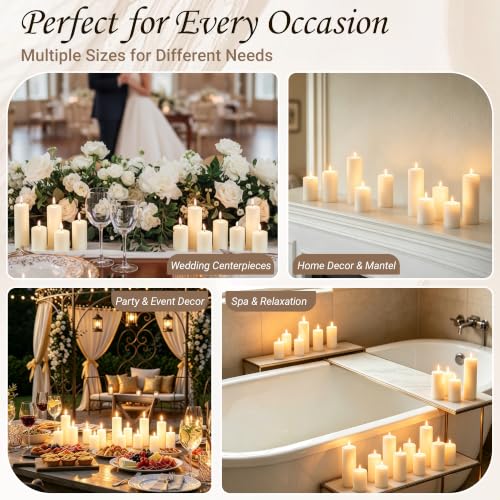 18-Pack Ivory White Pillar Candles Bulk Set, 2 x 3/4/6 Inch 3 Size - size: 2 x 3/4/6 Inch