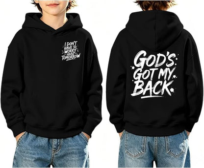 Boys Christian Inspirational Faith Graphic Pullover Hoodie - color: Black, size: 7-8 Years