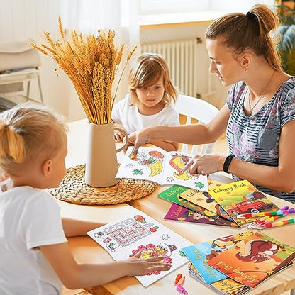 BenLouis 60Pcs Thanksgiving Mini Coloring Books Bulk for Kids Party Favors - style: Thanksgiving