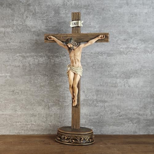 BC Catholic Crucifix Standing Cross for Altar 15" H Jesus Cross - size: 15"L x 7.8"W