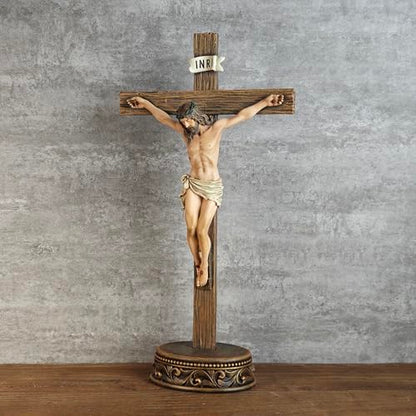 BC Catholic Crucifix Standing Cross for Altar 15" H Jesus Cross - size: 15"L x 7.8"W