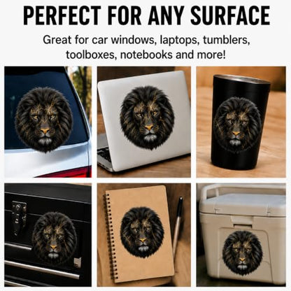 Lion of Judah Vinyl Decal, Christian Lion Car Window Sticker, Waterproof Transparent DTF Decal, Religious Lion Head Sticker for Truck Laptop Tumbler Christian Gift, 6 inches