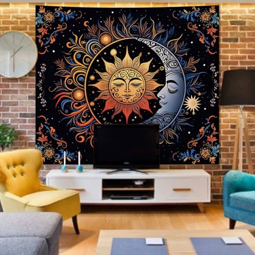 Apdidl Sun and Moon Boho Tapestry, Hippie Mandala Tapestries Wall Hanging - color: D-Boho Sun Tapestry, size: 90"L x 71"W