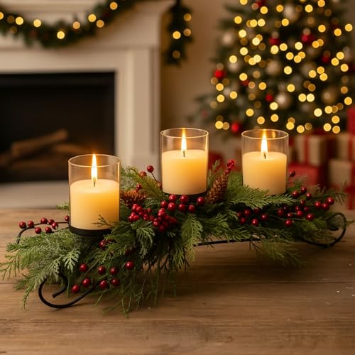 Cindeer Christmas Centerpiece 30 Inch LED Candle Holder, Classic - style: Classic