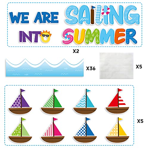 CY2SIDE 86PCS Sailing Into Summer Cutouts for Bulletin Board Border Sets, Hello Summer Theme Sailboats Trim, Classroom and School Summertime Nautical Decorations - style: Summer Sailboats