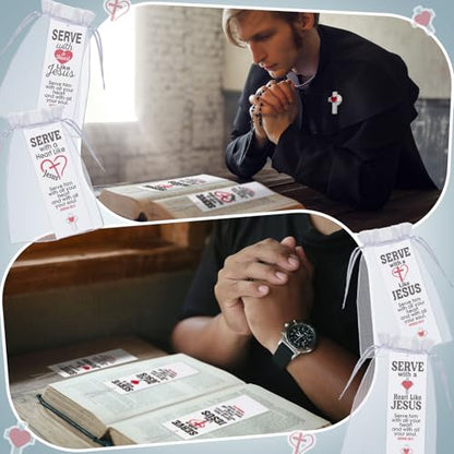 Supervitae 12 Set Christian Cross Heart Pin Joshua 22:5 Scripture Bookmark - style: Serving with A Heart Like Jesus