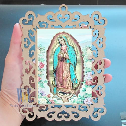 12 Pcs Our Lady of Guadalupe Wooden Picture Frames, Baptism Event Favors