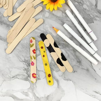 KTOJOY 100Pcs Jumbo Wooden Craft Sticks Popsicle Stick 6” Long x 3/4”Wide Treat Ice Pop for DIY Crafts，Home Art Projects, Classroom Supplies