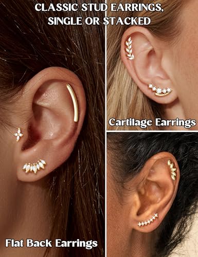 JeryWe Cartilage Earrings for Women Hypoallergenic Helix Piercing Jewelry - color: N:cz-14k gold filled