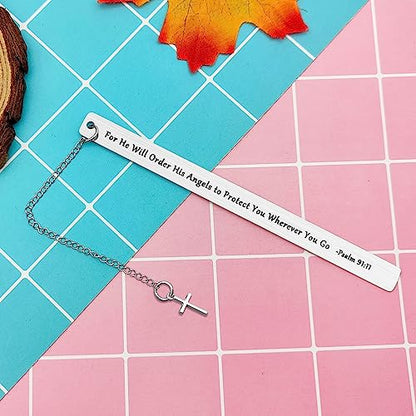 Heigebi Stainless Steel Bible Verse Bookmarks Inspirational Gifts for Women Men Christian Religious Gifts for Friend Girls Book Lover Reading Lovers