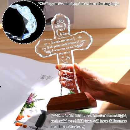 Ornalrist House Warming Gifts New Home for Women Men Glass Stand Cross - color: House Warming