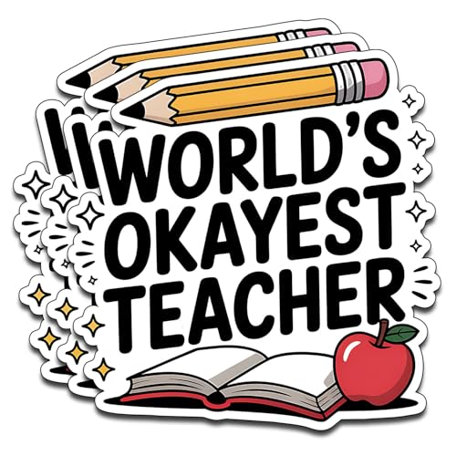 (3PCS) World's Okayest Nurse Sticker Pack Durable Waterproof Vinyl Stickers for Laptop Water Bottle Car Bumper Phone Case - color: World's Okayest Teacher