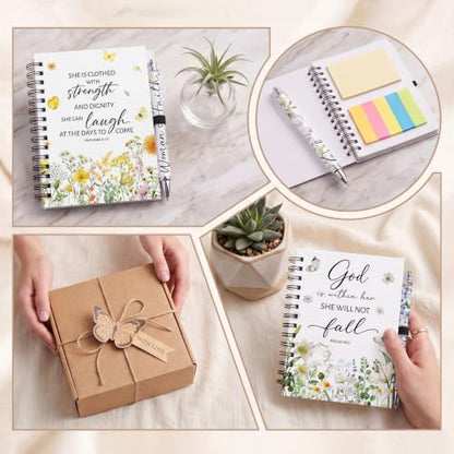 Sprial Notebooks with Pens Bulk, 48 Pack, 5.5 x 4.7 Inch Botanical - color: Botanical Watercolor Floral Bible Quotes