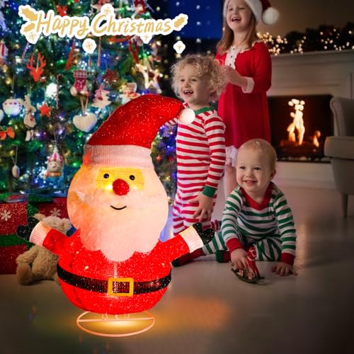24.5" Lighted Christmas Santa, 3D Pre‑Lit Indoor Outdoor Decor - size: 24.5''*20''