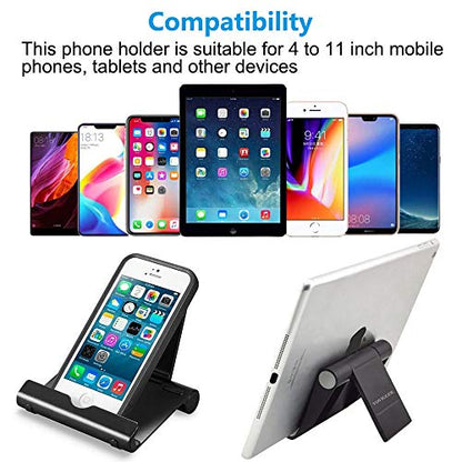VOVIGGOL 2 Pack Cell Phone Stand for Desk, Foldable Cell Phone Holder Mobile Stand Phone Dock, Adjustable Tablet Stand Holder Compatible with iPhone 16 15 14 13 12 11 Pro Max iPad Samsung (Black) - color: Black 2 Pack