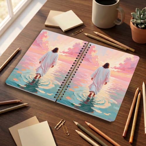 Jesus Christ Notebook, Christian Journals for Women, Church Notes Journal - color: Jesus Walks on Water