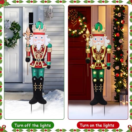 Christmas Yard Sign Decorations Outdoor with LED Lights Christmas Nutcracker Yard Signs with Metal Stakes for Xmas Holiday Party Lawn Sign Garden Decor Xmas Outdoor Yard Signs - style: king
