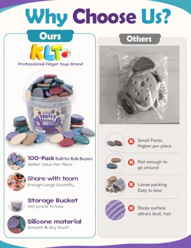 KLT Fidget Toys Bulk for Adults: 100 Pack Sensory Worry Stone
